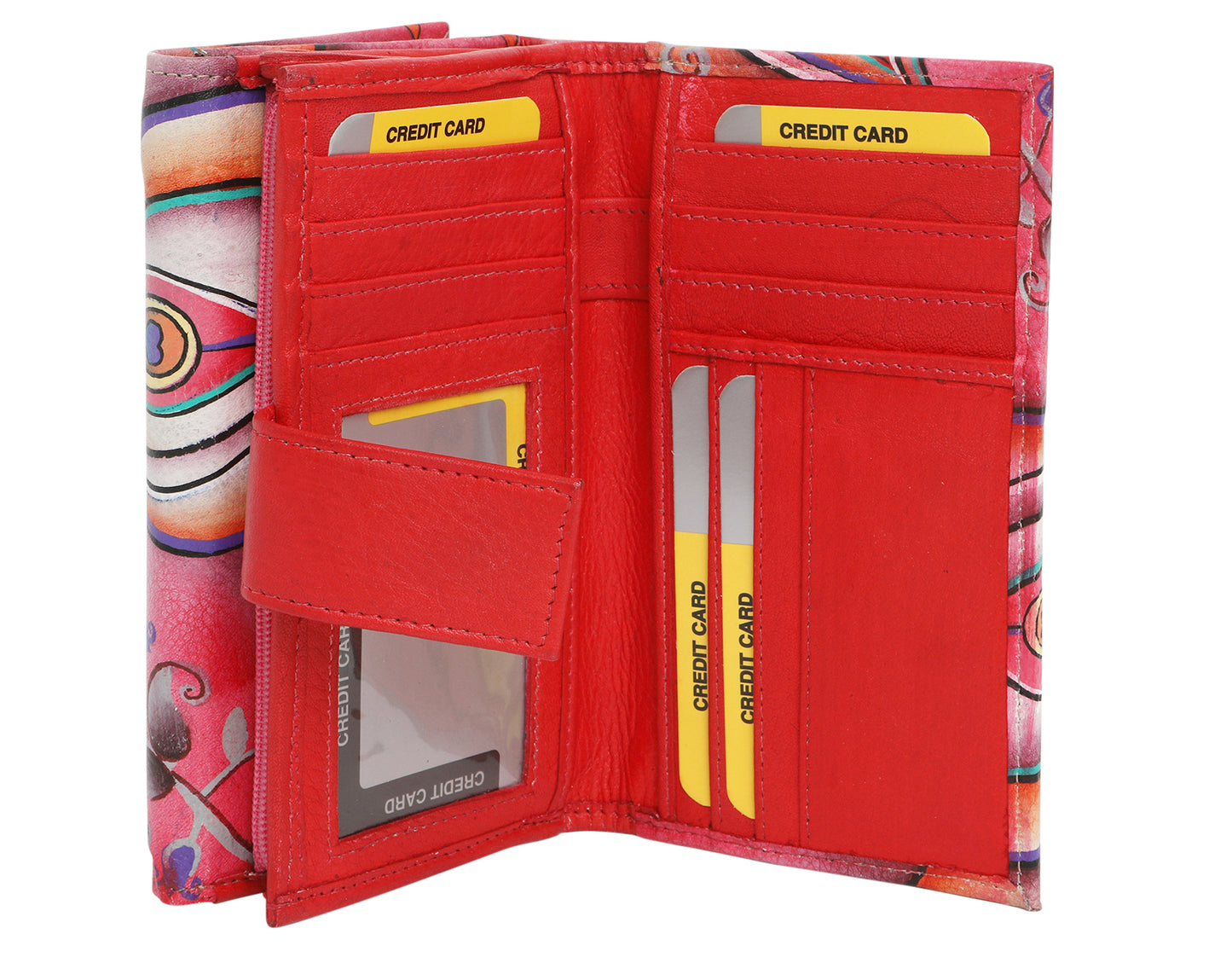 Ladies Hand-Painted Leather Wallet 2193 Pink Montage