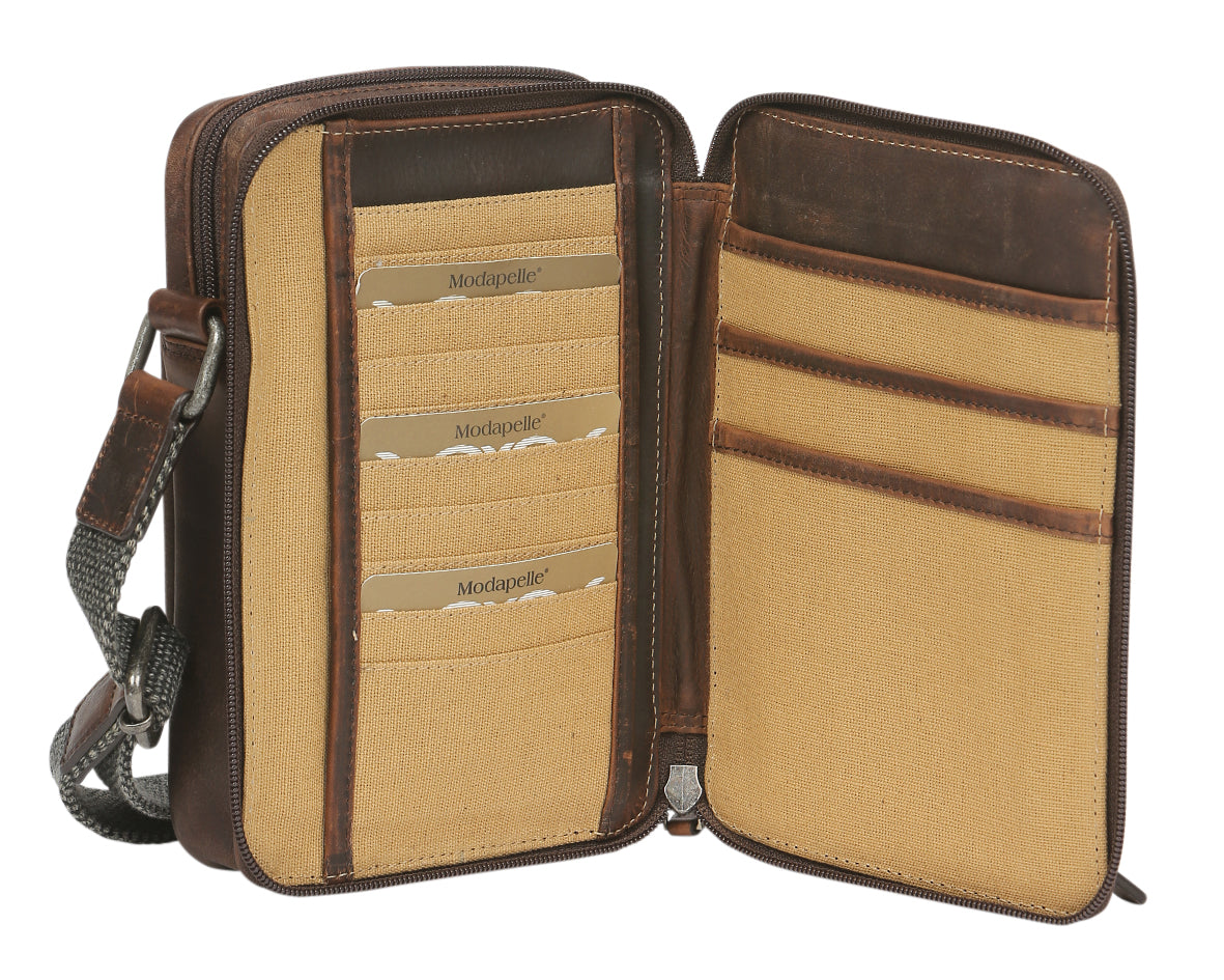 Men's Leather Satchel/Men's Cross Body Organizer 3954 Brown