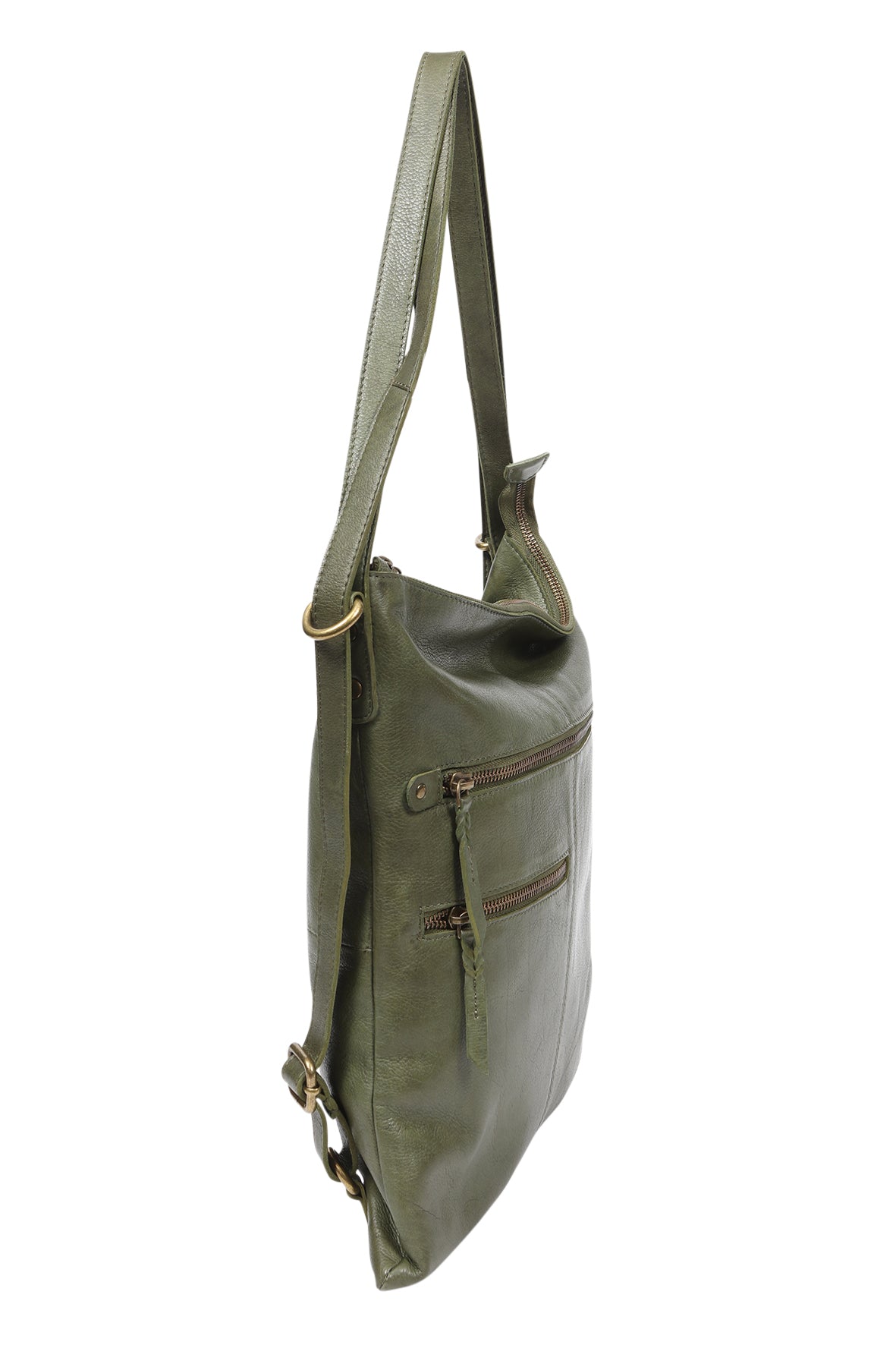 Leather Hobo/Shoulder/Backpack 6314 Olive