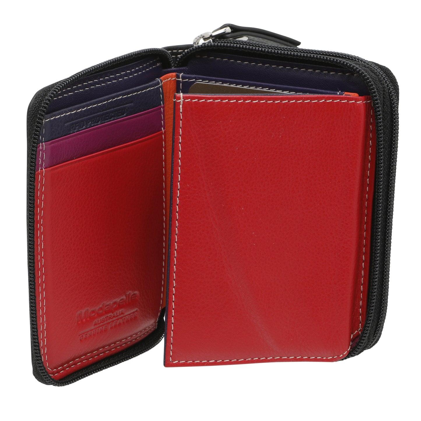 Leather Black & Multi Coloured Wallet 7326
