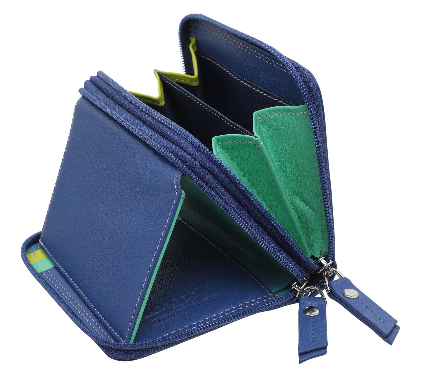 Leather Cobalt & Multi Coloured Wallet 7326