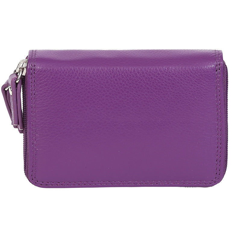 Leather Purple & Multi Coloured Wallet 7326PMU
