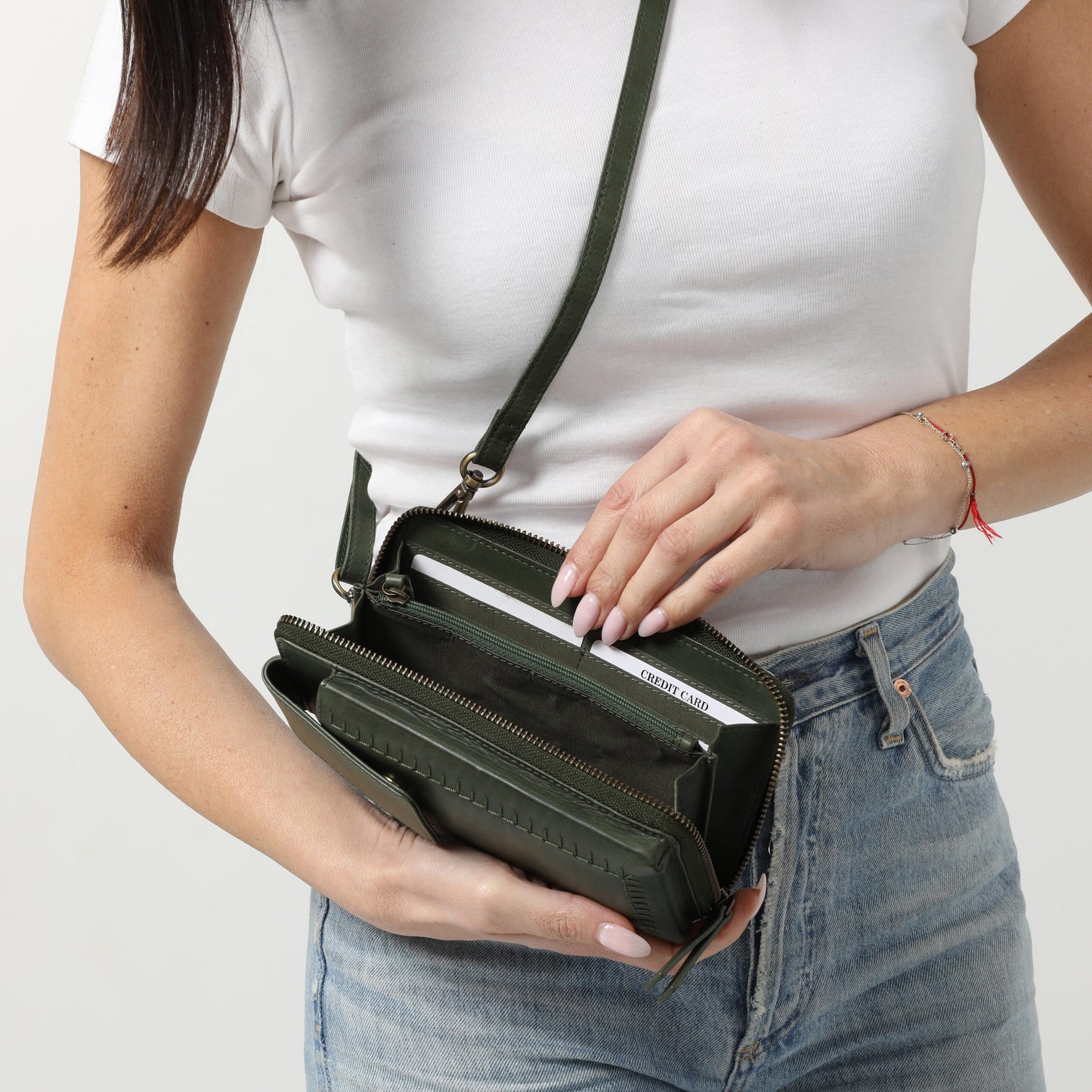 Ladies Cross Body Bag and Ladies Leather Wallet Style 7900 Olive