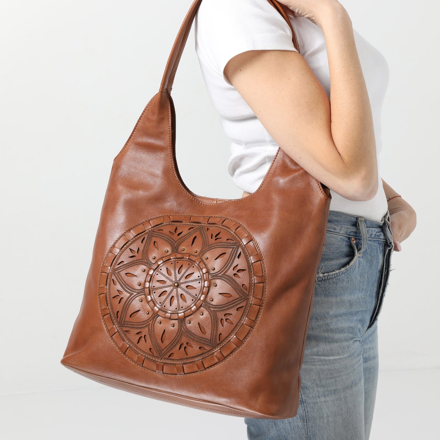 Ladies Leather Tote Style 7942 Tan