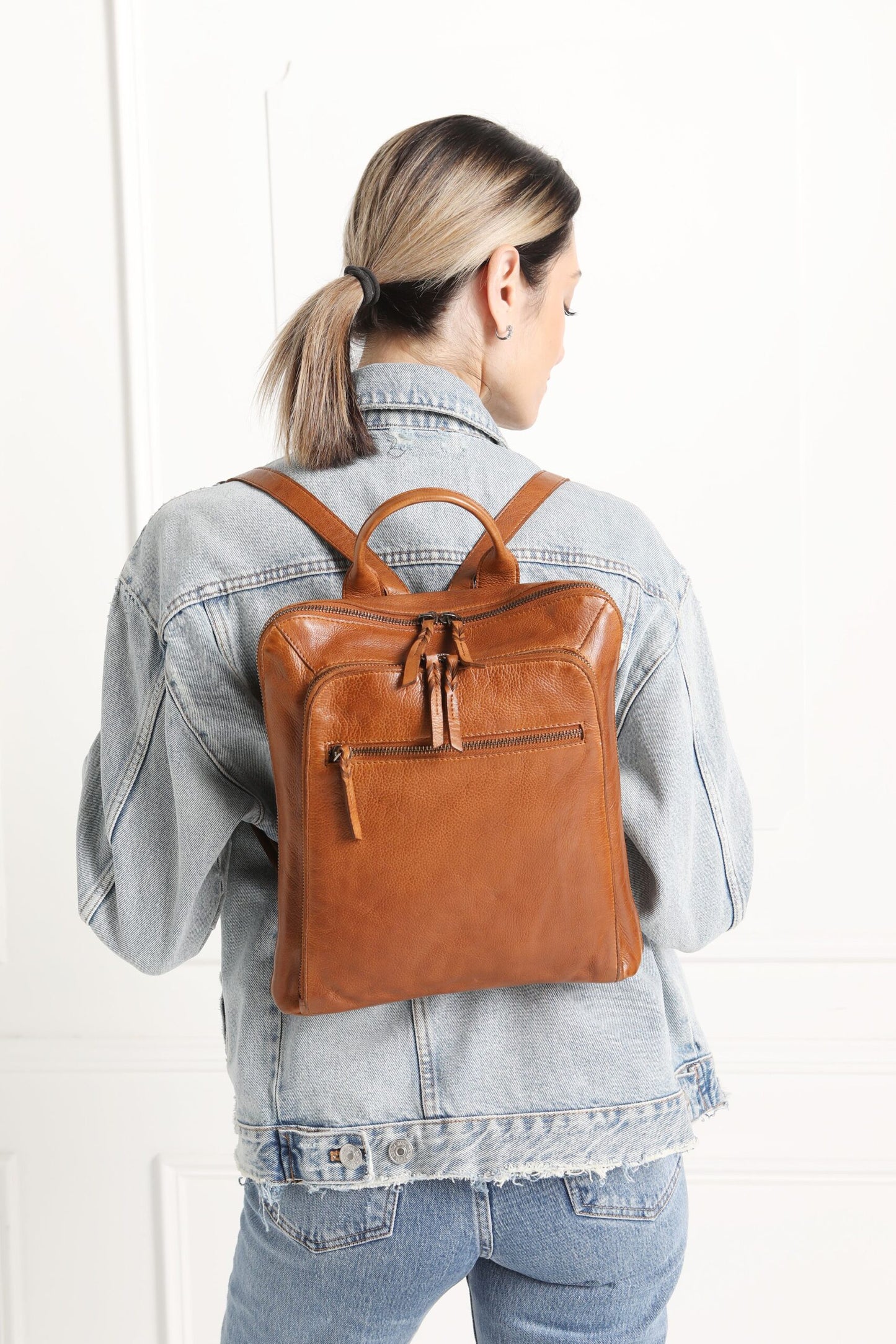 Ladies Leather Backpack - New Arrivals 7705 Tan
