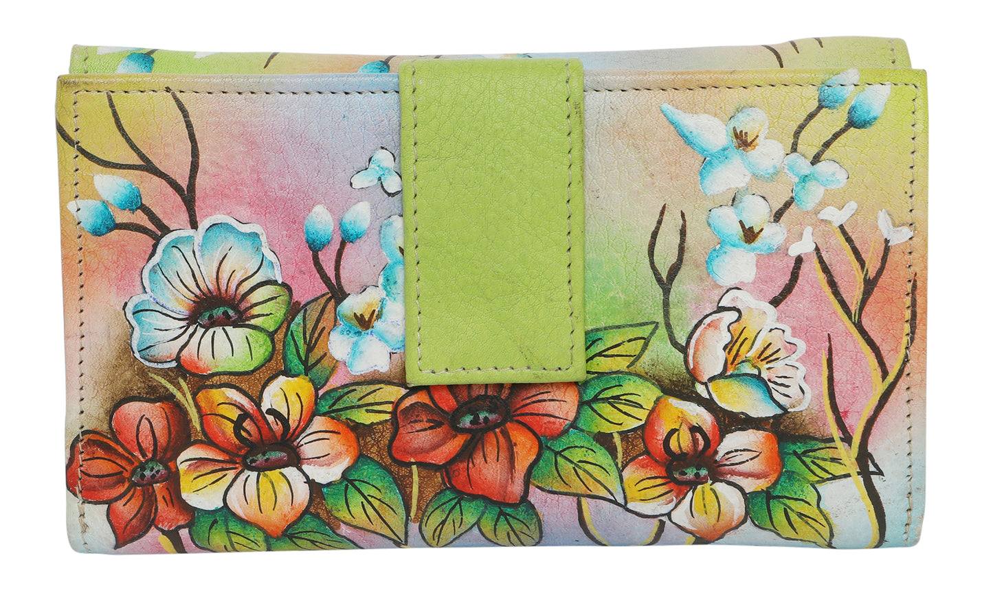 Ladies Hand-Painted Leather Wallet 2193 Floral Field