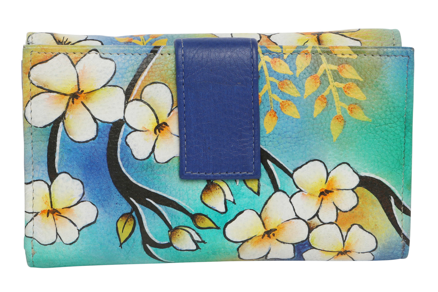 Ladies Hand-Painted Leather Wallet 2193 Frangipani