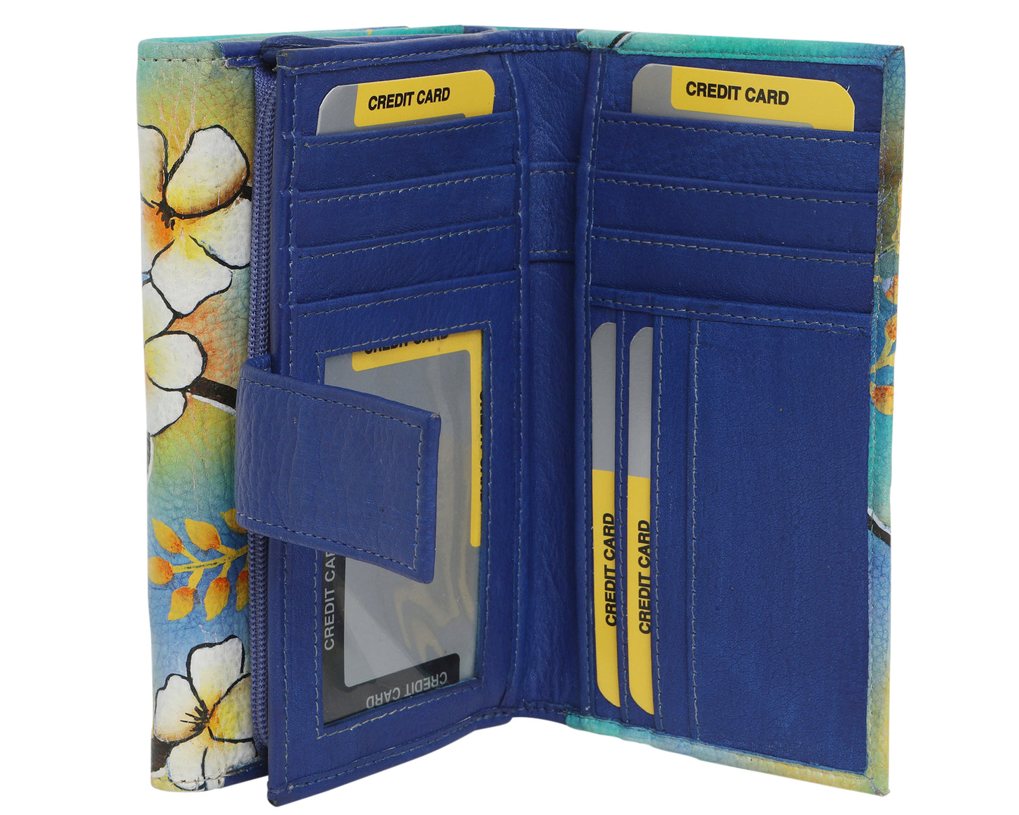 Ladies Hand-Painted Leather Wallet 2193 Frangipani