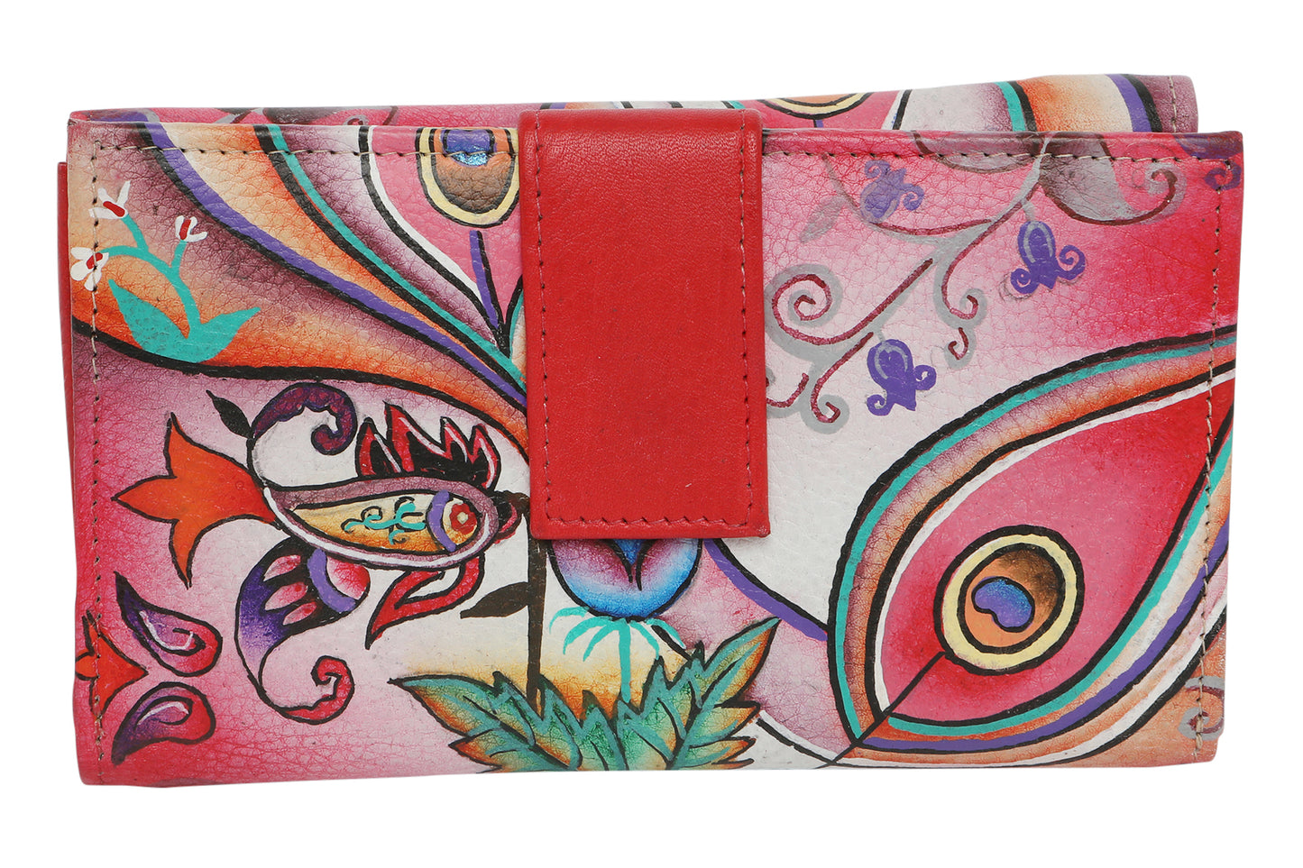 Ladies Hand-Painted Leather Wallet 2193 Pink Montage