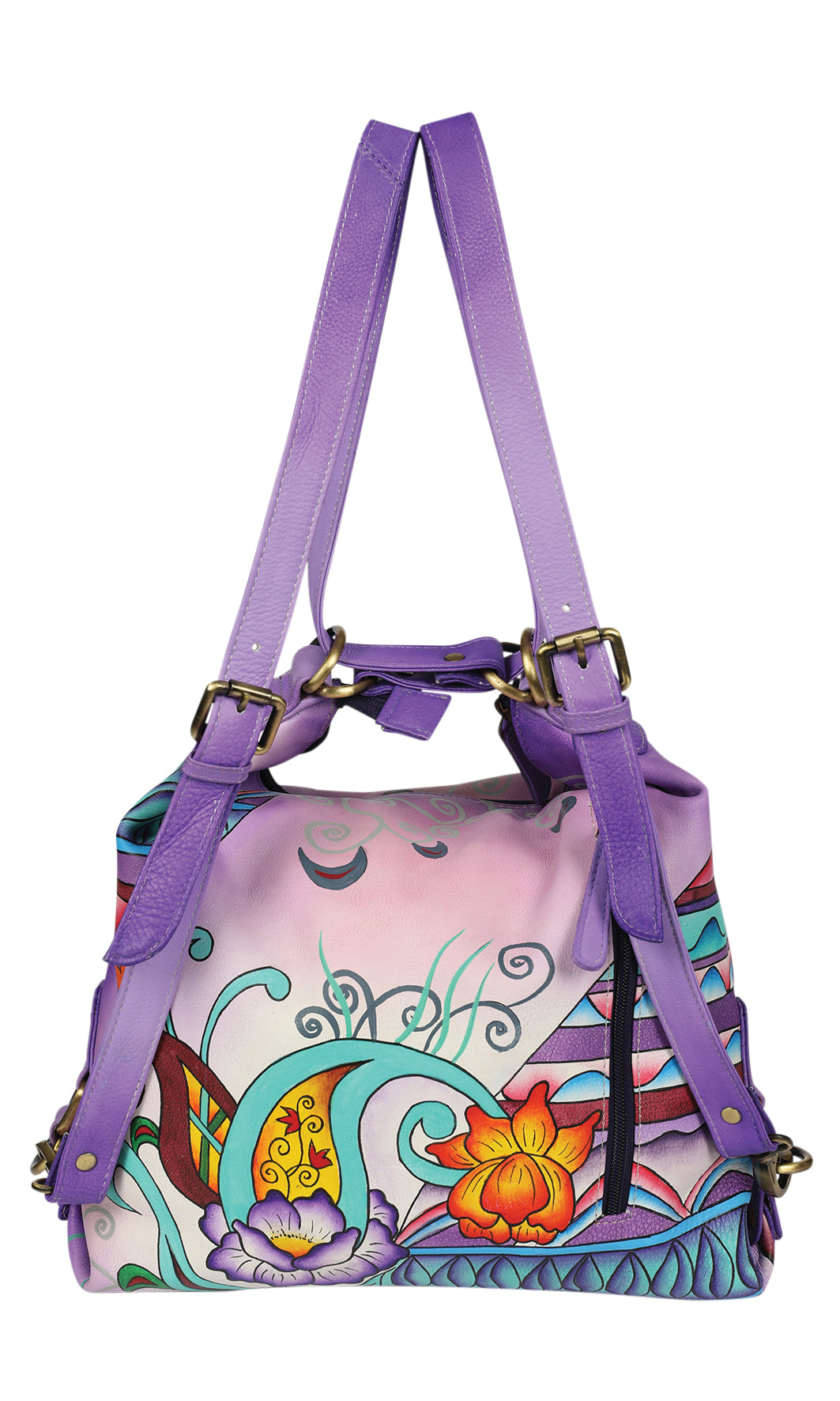 Ladies Hand Painted Shoulder Bag Style 3151 Purple Montage
