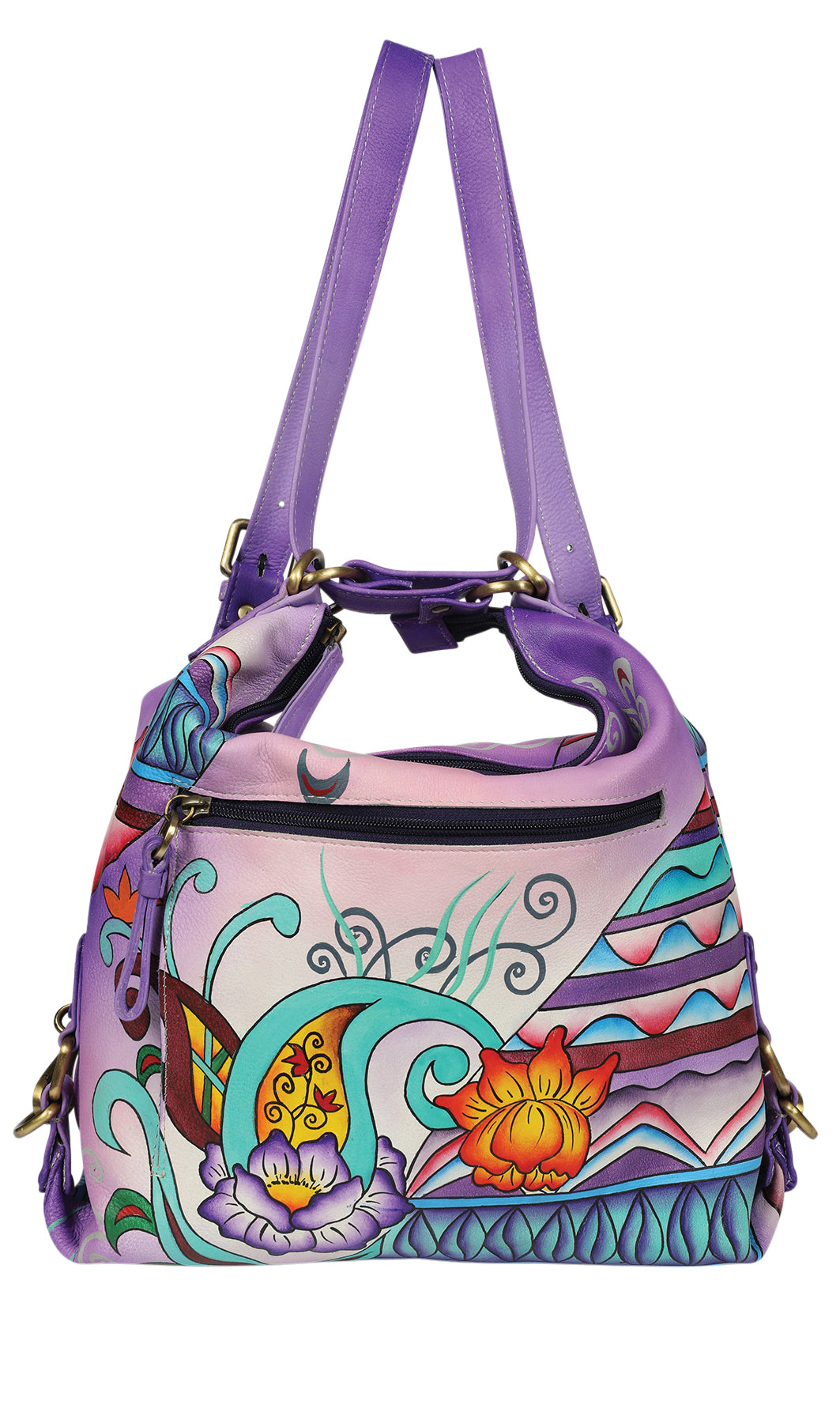 Ladies Hand Painted Shoulder Bag Style 3151 Purple Montage