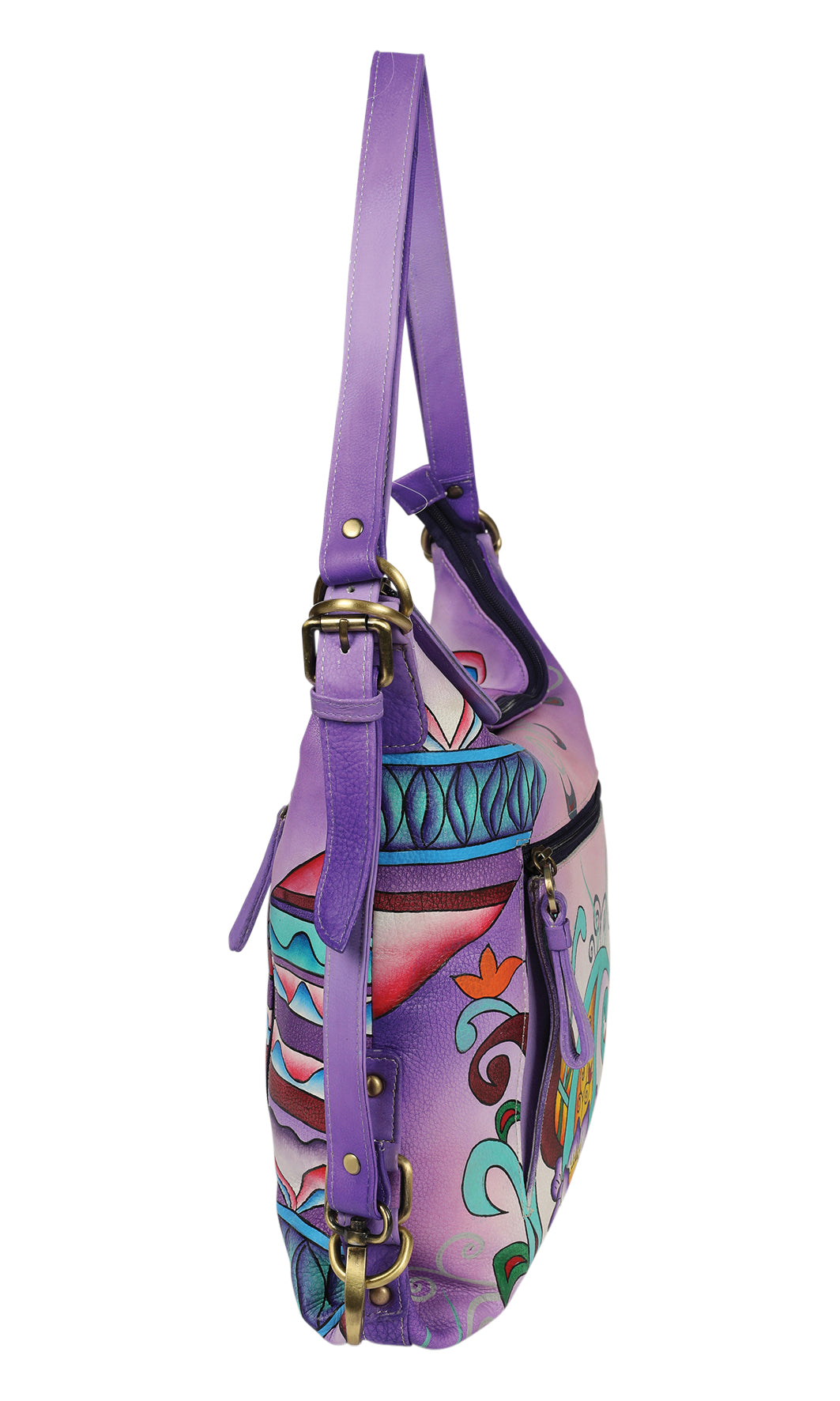 Ladies Hand Painted Shoulder Bag Style 3151 Purple Montage