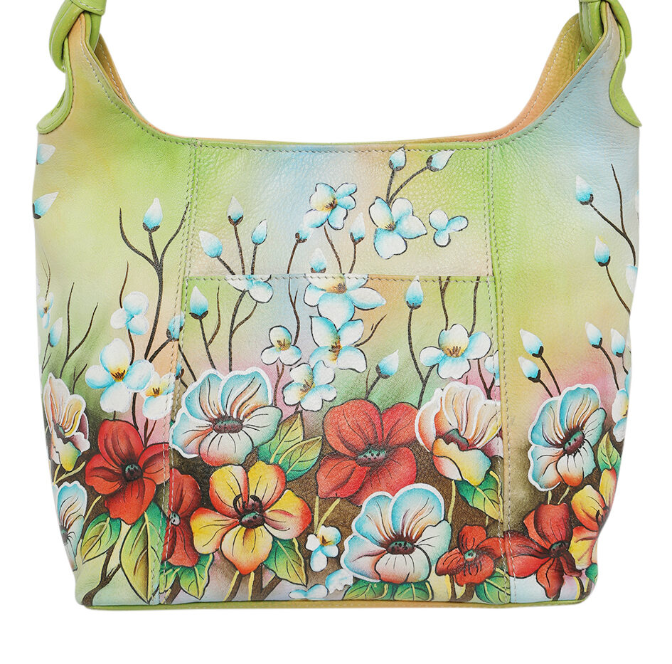 Ladies Leather Shoulder Bag- Hand painted - New Arrivals 3152 Floral Field