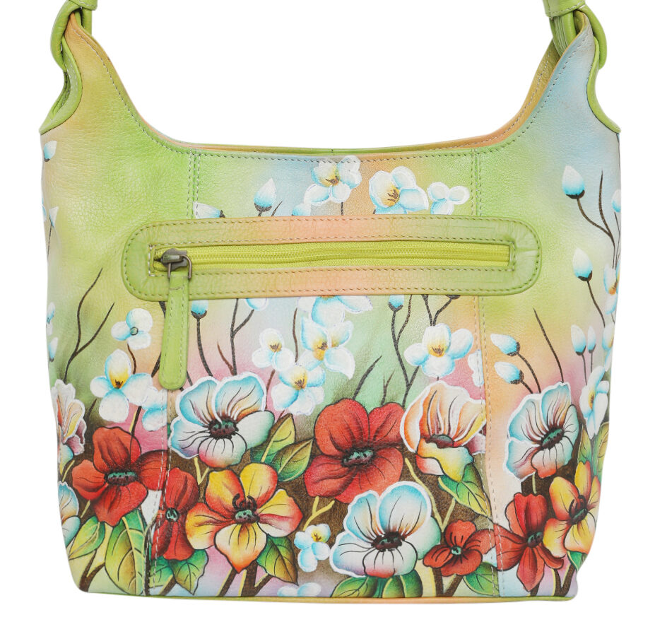 Ladies Leather Shoulder Bag- Hand painted - New Arrivals 3152 Floral Field