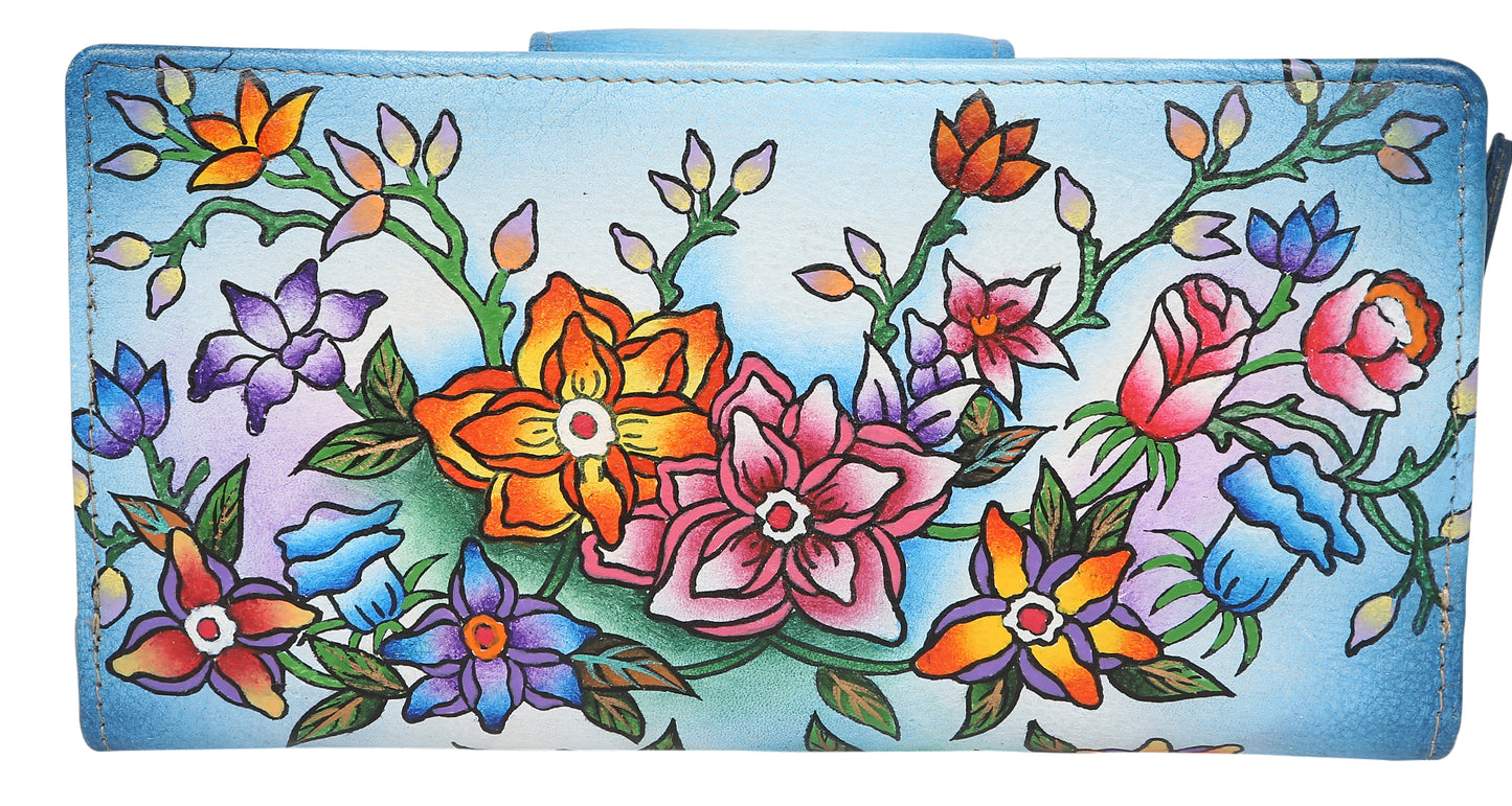Ladies Hand-Painted Leather Wallet 3160 Blue Belle