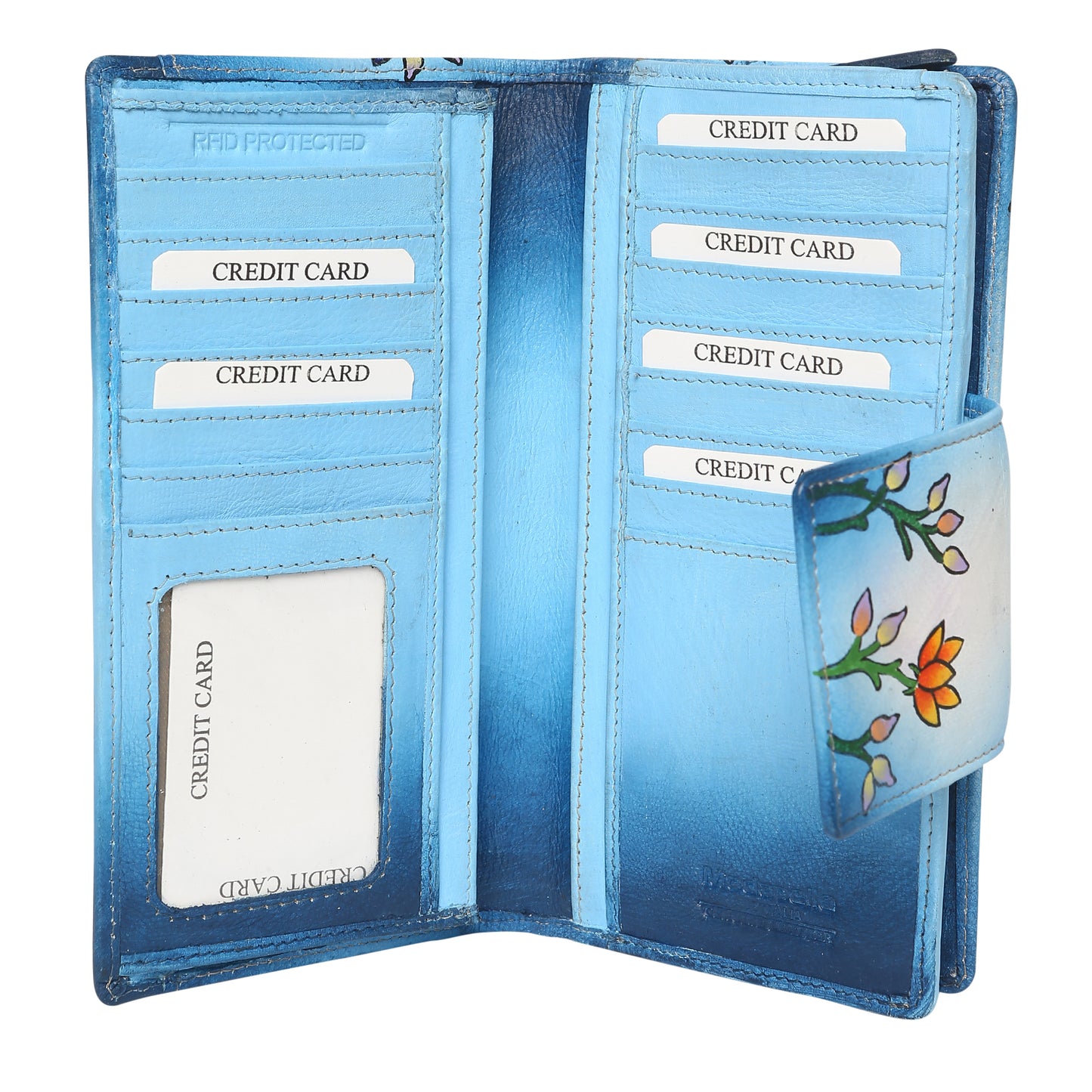 Ladies Hand-Painted Leather Wallet 3160 Blue Belle