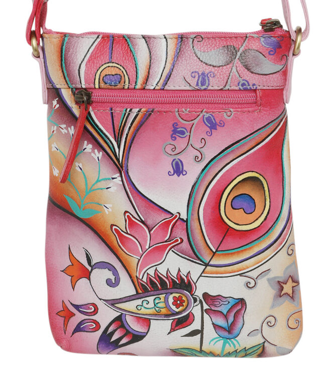Ladies Leather Shoulder/Cross Body, Hand painted - New Arrivals 3191 Pink Montage