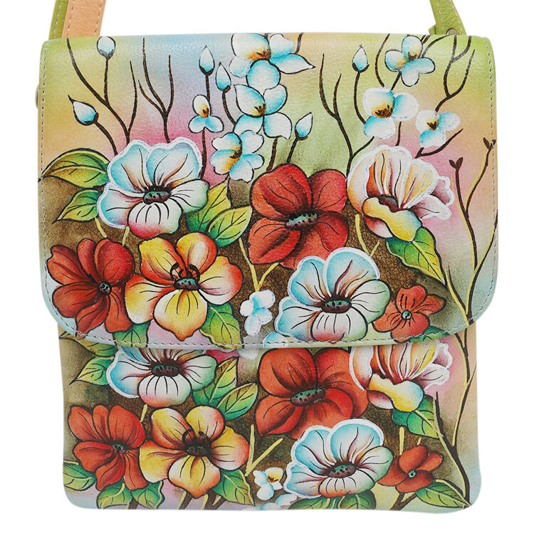 Ladies Leather Shoulder/Cross Body, Hand painted - New Arrivals 3196 Floral Field