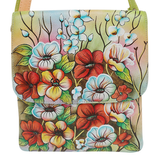 Ladies Leather Shoulder/Cross Body, Hand painted - New Arrivals 3196 Floral Field