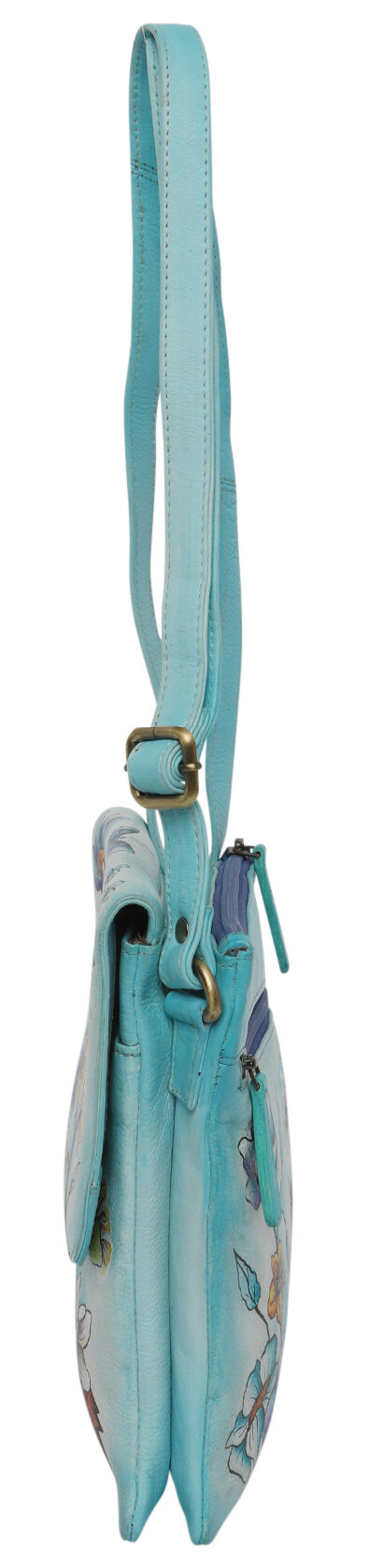 Ladies Leather Shoulder/Cross Body, Hand painted - New Arrivals 3196 Blue Butterfly