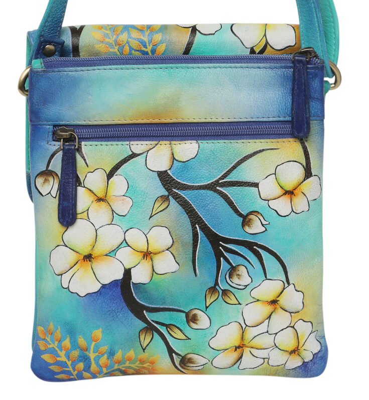 Ladies Leather Shoulder/Cross Body, Hand painted - New Arrivals 3196 Frangipanni