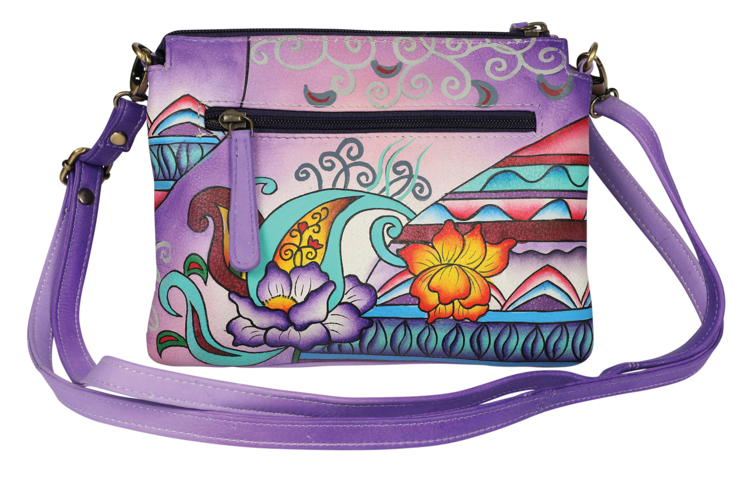 Ladies Hand Painted Bag Style 3237 Purple Montage