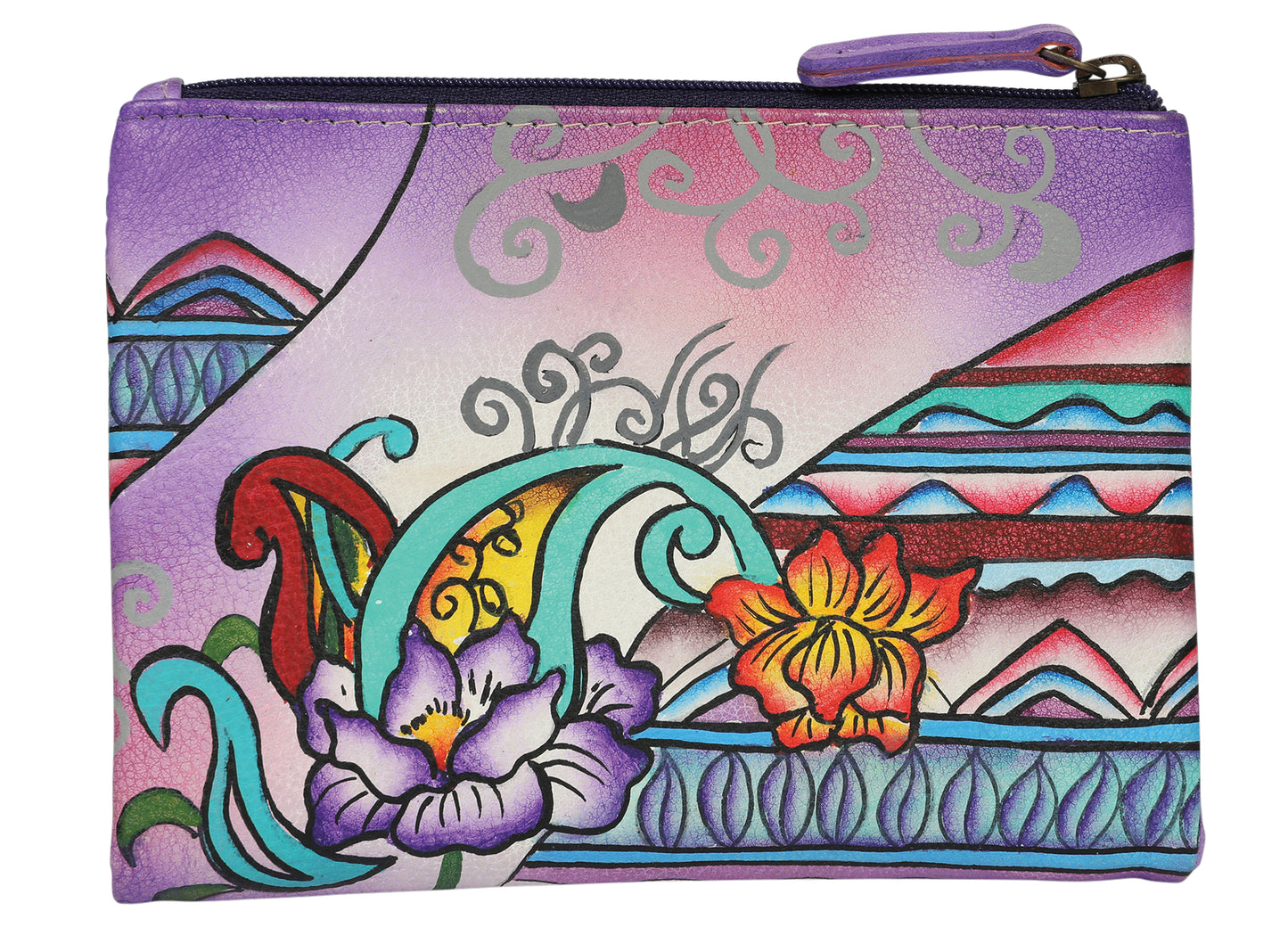Ladies Hand Painted Wallet Style 3238 Purple Montage