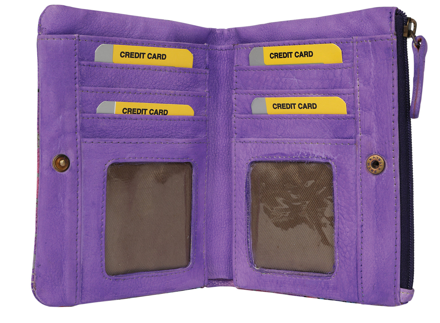 Ladies Hand Painted Wallet Style 3238 Purple Montage