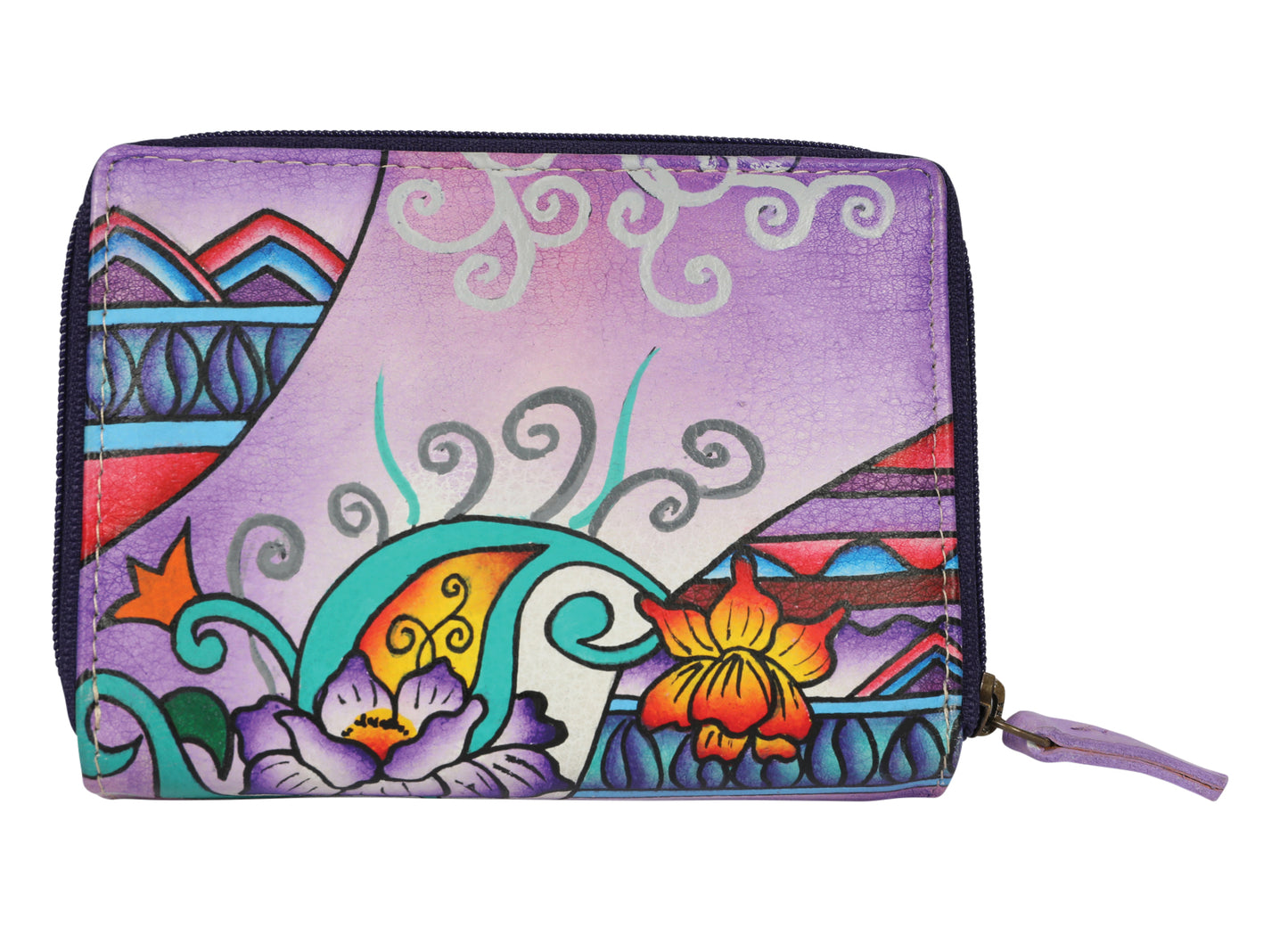 Ladies Hand Painted Wallet Style 3239 Purple Montage