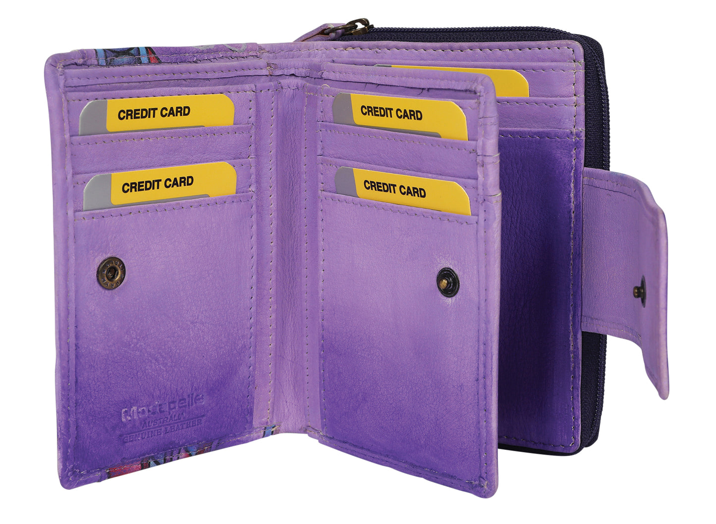 Ladies Hand Painted Wallet Style 3239 Purple Montage