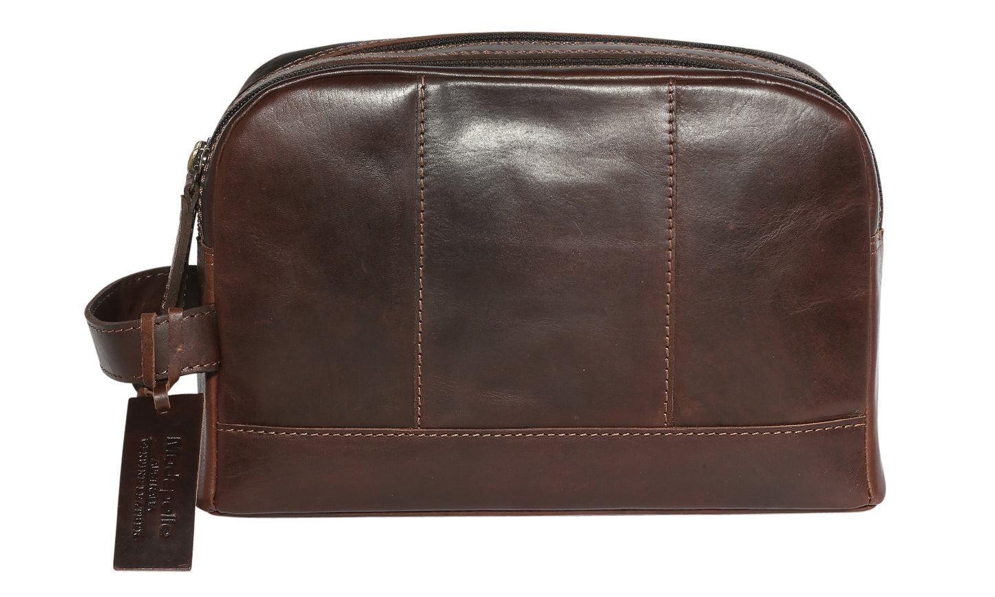 Men's Leather Toiletry Bag 3902 Brown