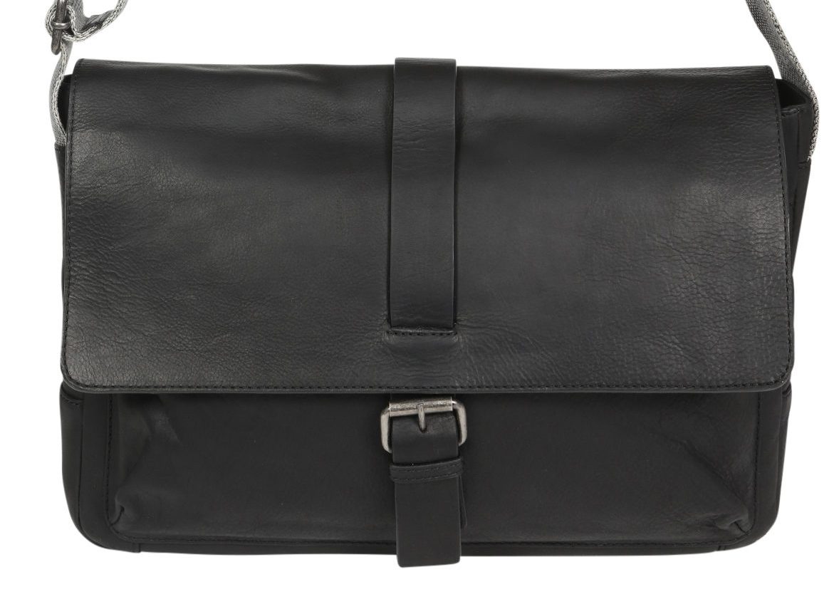 Men's Vintage Cow Leather Black Satchel Bag 3908