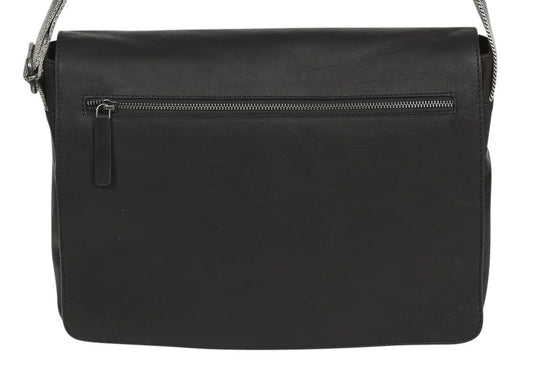 Men's Vintage Cow Leather Black Satchel Bag 3909