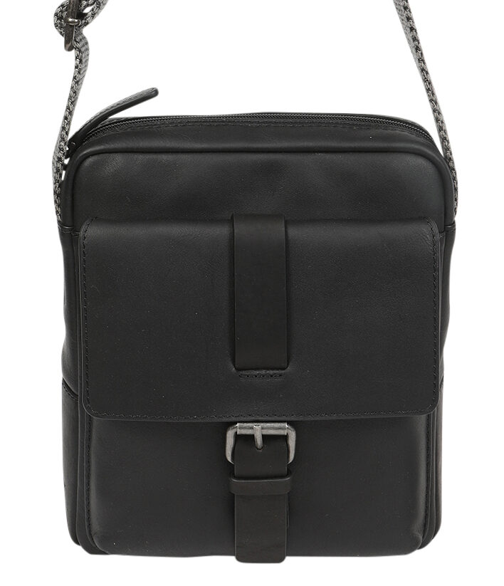 Men's Vintage Cow Leather Black Satchel Bag 3910 Black