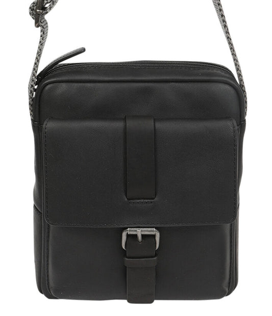 Men's Vintage Cow Leather Black Satchel Bag 3910 Black