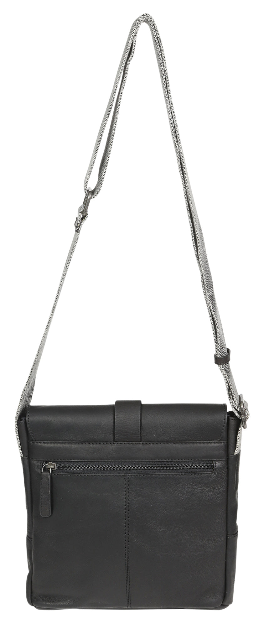 Men's Vintage Cow Leather Black Crossbody Bag 3911