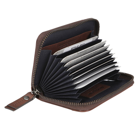 Men's Leather Card Wallet 5512 Brown