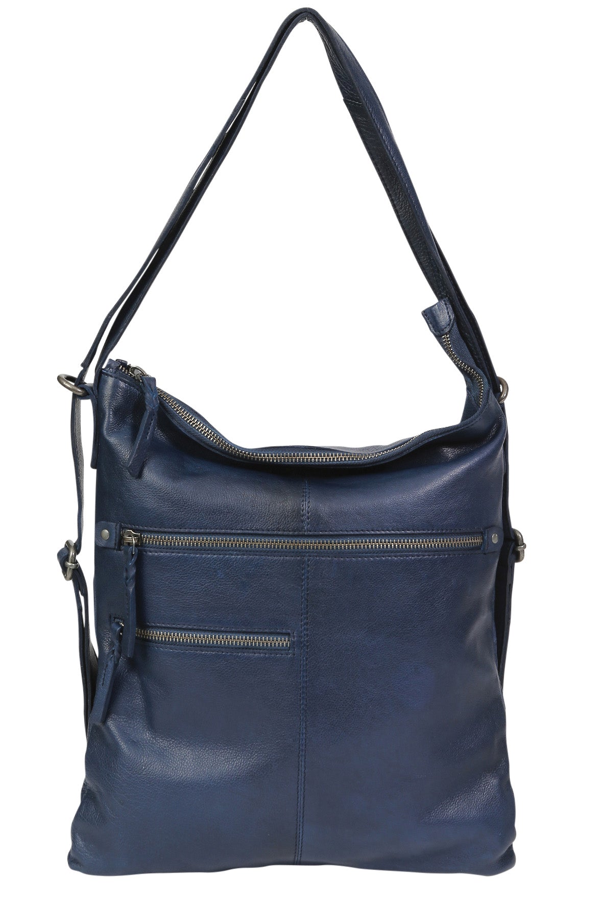 Leather Hobo/Shoulder/Backpack 6314 Black