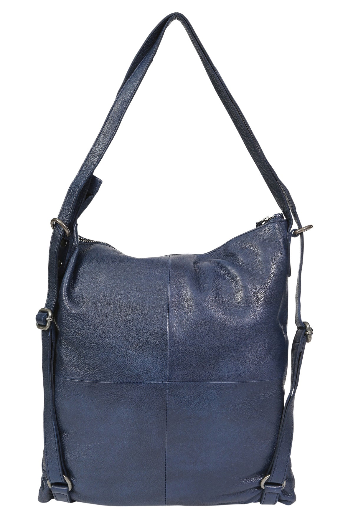 Leather Hobo/Shoulder/Backpack 6314 Black