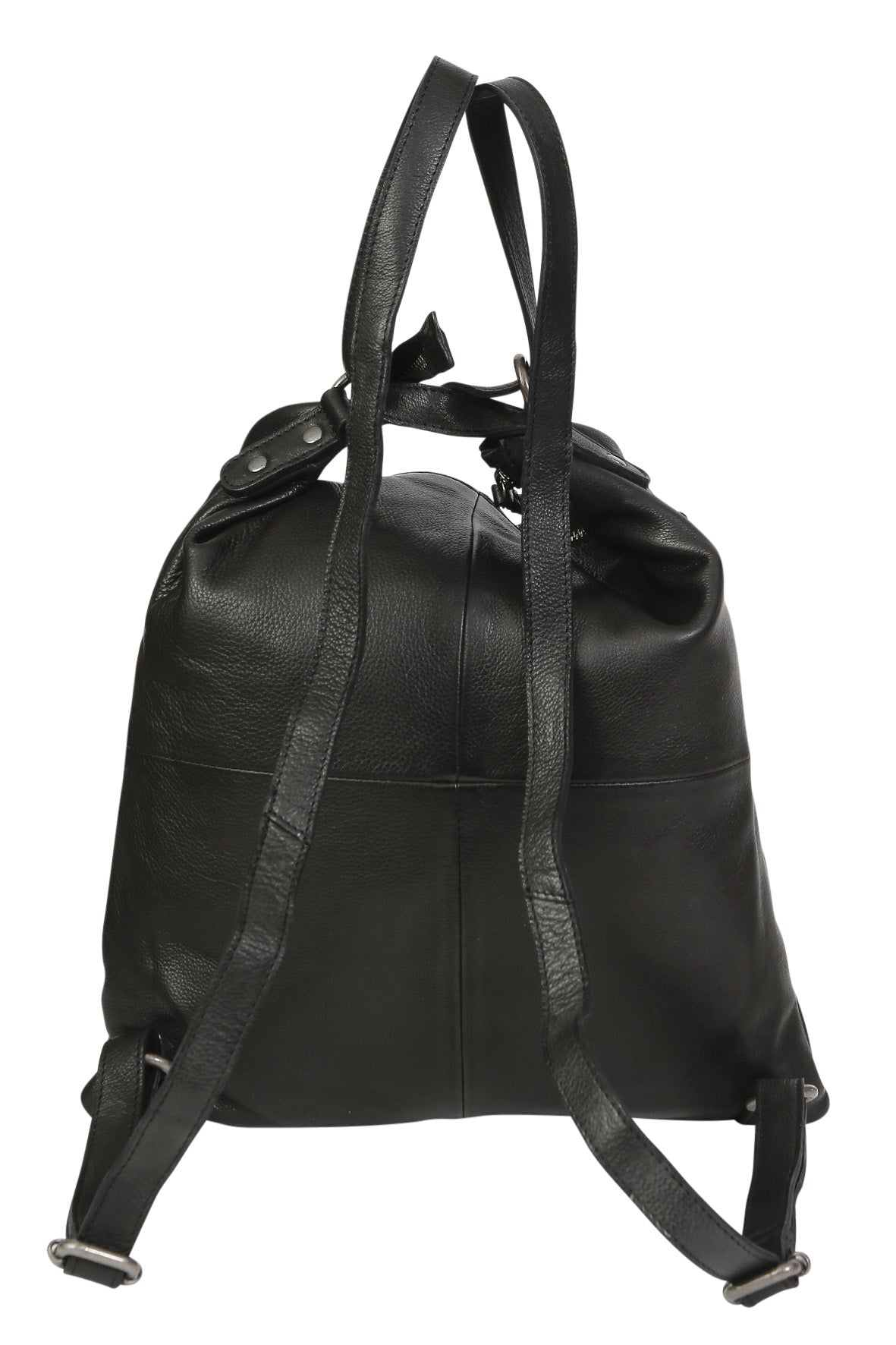 Leather Hobo/Shoulder/Backpack 6314 Black