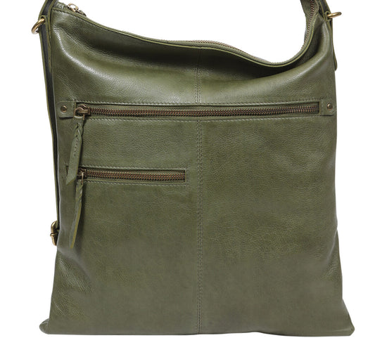 Leather Hobo/Shoulder/Backpack 6314 Olive