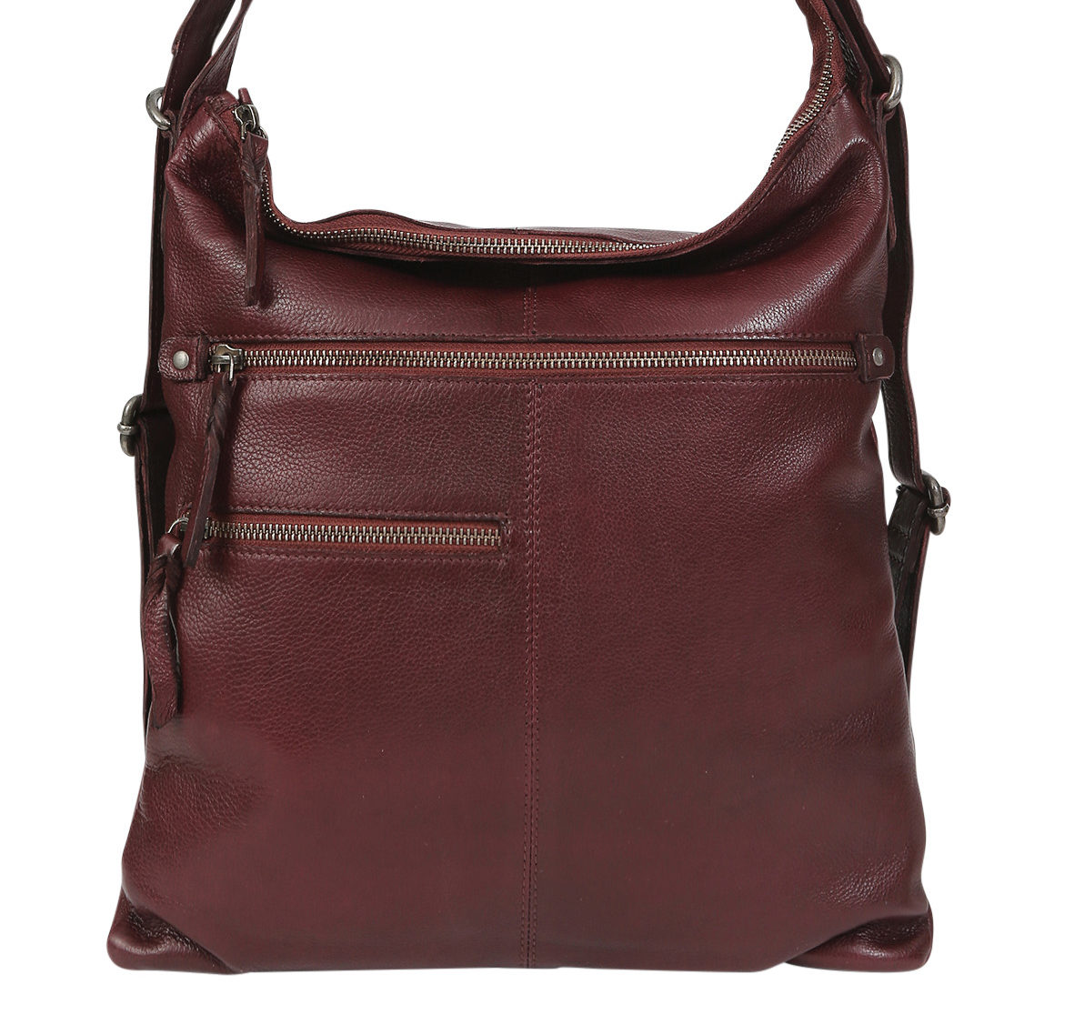 Leather Hobo/Shoulder/Backpack 6314 Black