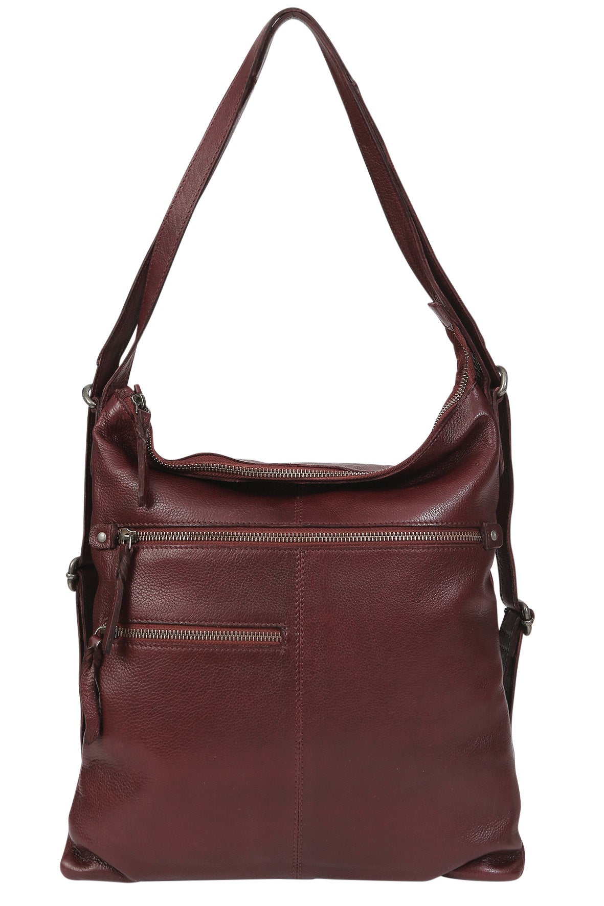 Leather Hobo/Shoulder/Backpack 6314 Black