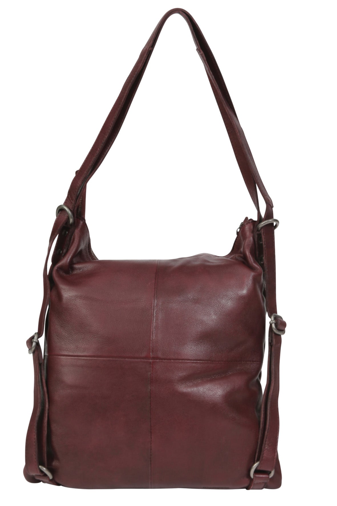 Leather Hobo/Shoulder/Backpack 6314 Black