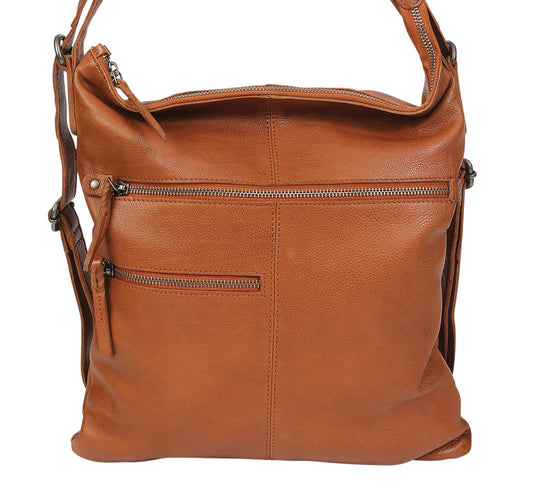 Leather Hobo/Shoulder/Backpack 6314 Tan