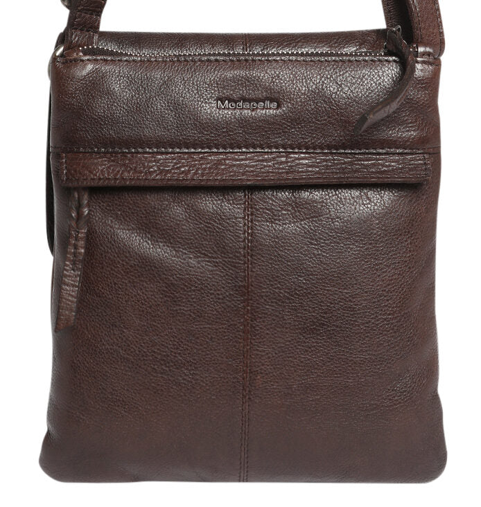 Ladies Leather Cross Body - New Arrivals Style 6655 Dark Brown