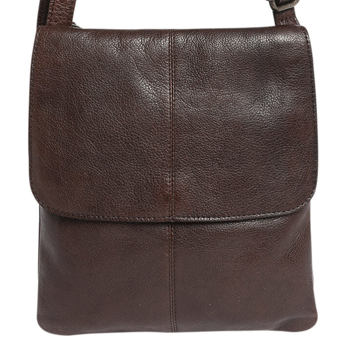 Ladies Leather Cross Body - New Arrivals Style 6655 Dark Brown