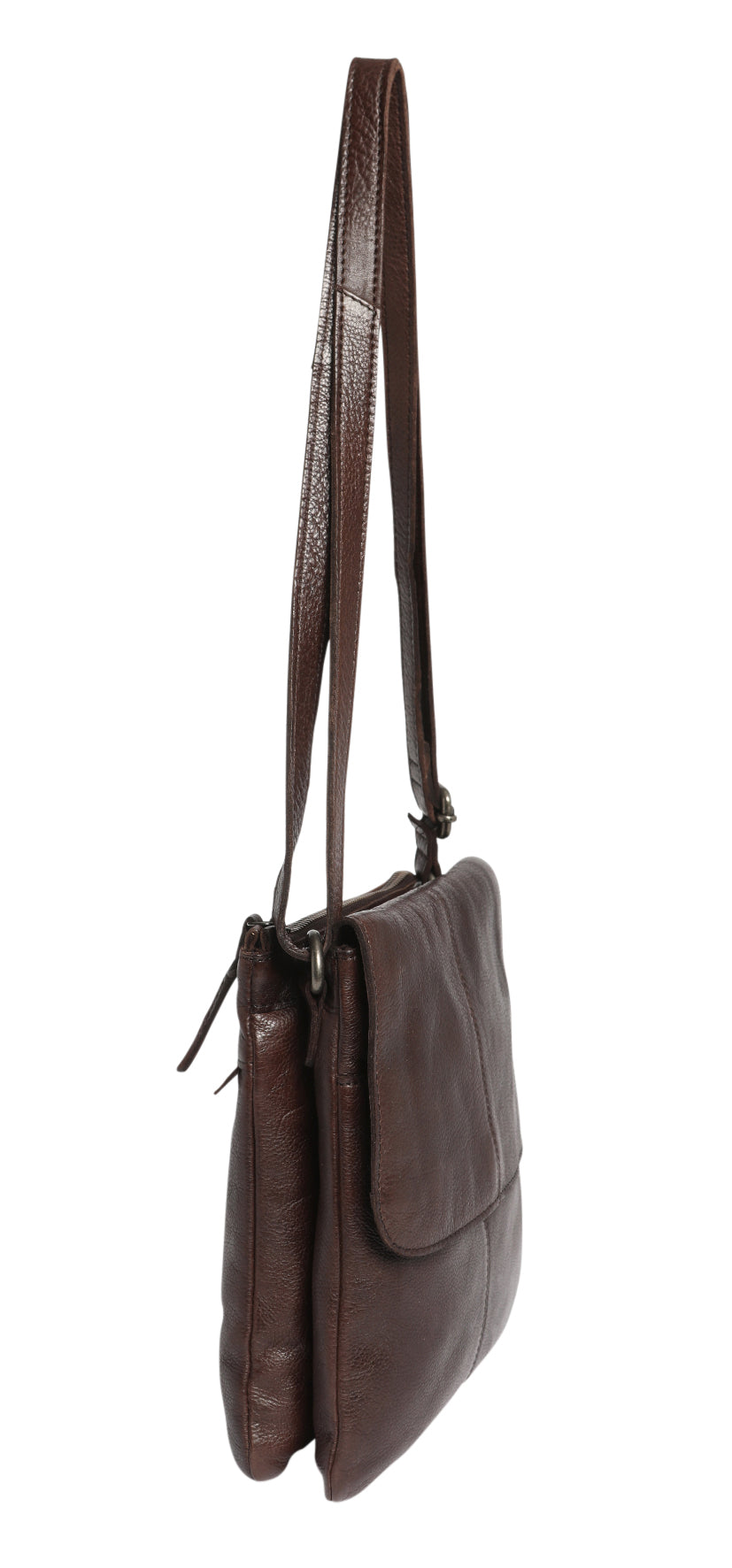 Ladies Leather Cross Body - New Arrivals Style 6655 Dark Brown