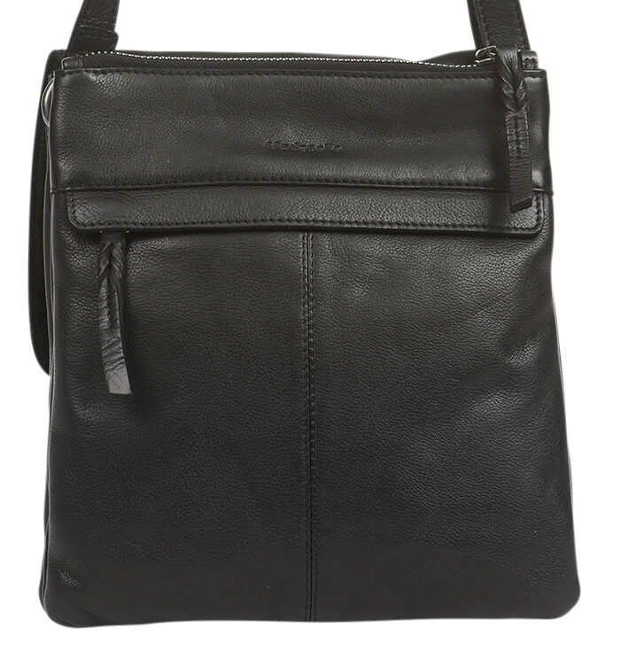 Ladies Leather Cross Body - New Arrivals Style 6655 Black