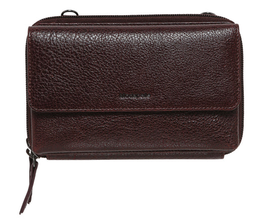 Ladies Leather Cross Body/Wallet Bag 7319 Burgundy